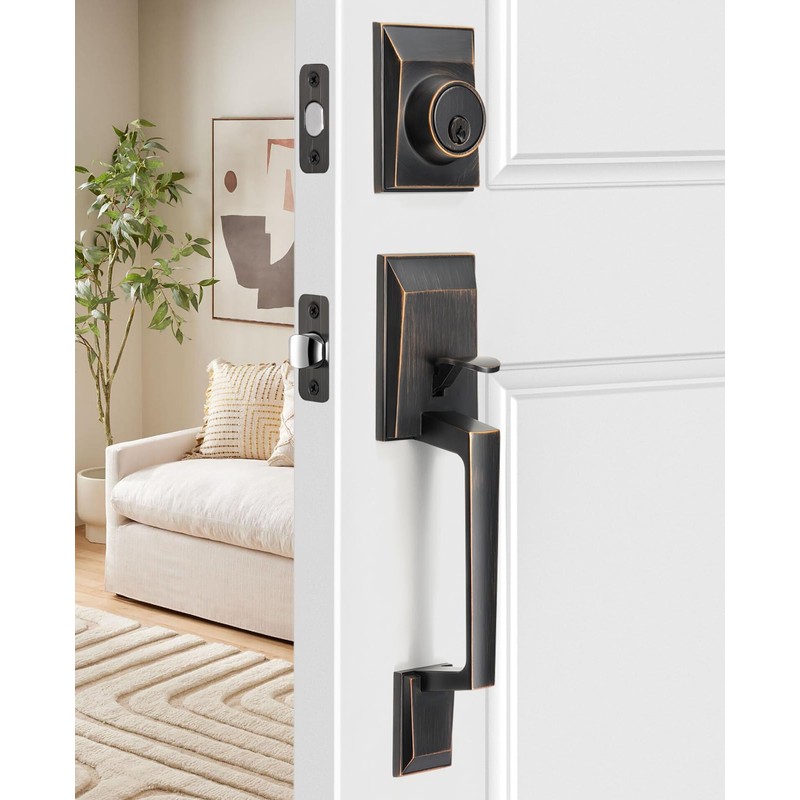 Calzibeno Modern Oil Rubbed Bronze Front Door Lock Set for