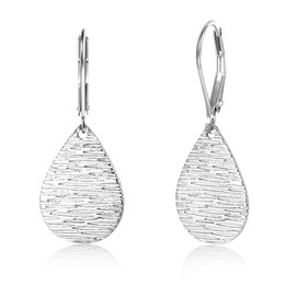 Sterling Silver Earrings for Women Trendy Silver Teardrop Dangle Earrings Hypoallergenic Hammered Leverback Tear Drop Earring Jewelry for Gifts