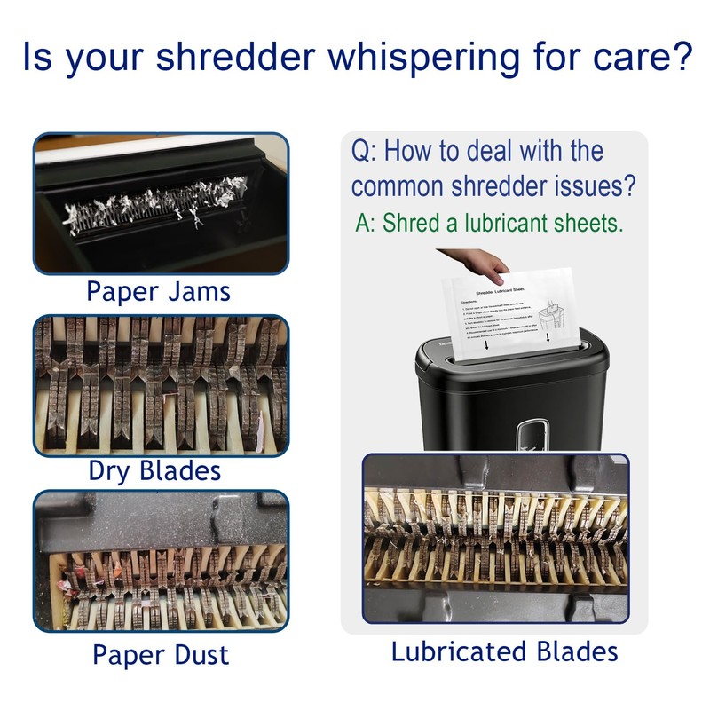 NCWANG 12PACK Paper Shredder Lubricant Sheets with Shredder Oil for
