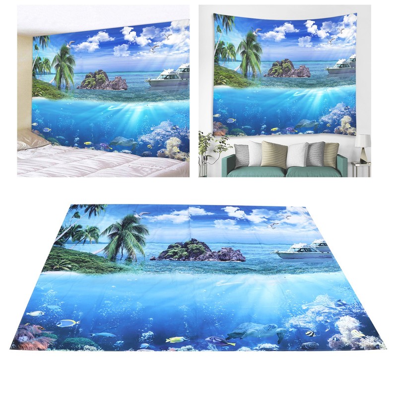 200x150cm Tapestry Scenery Summer Beach Sea View Background Tapestry Home