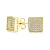 Geometric Square Shaped Cubic Zirconia Micro Pave CZ Stud Earrings