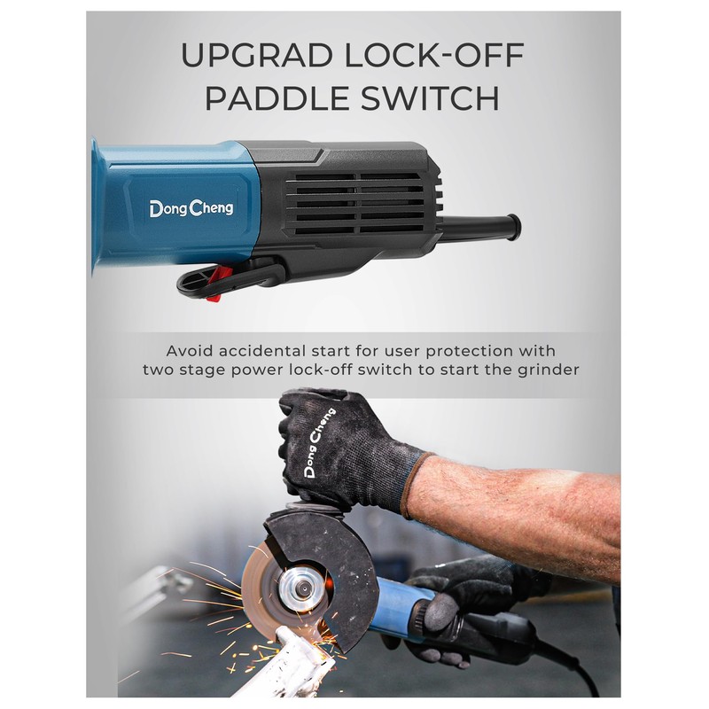 DongCheng 9.2 Amp Power Angle Grinders, 4-1/2 in., 11800RPM, Tool-Free