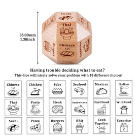 Wooden Food Decision Dices for Women Men - Easter Birthday Gift for Boyfriend Girlfriend Funny Date Night Dice, Dinner Decider Dice for Him Her Anniversary for Husband Wife Easter Basket Stuffers