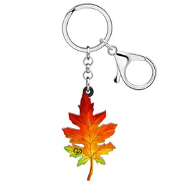 WEVENI Acrylic Autumn Maple Leaf Keychains Keyrings Fall Plant Accessories for Women Girls Bag Car Purse Charms, Squash, W2L2