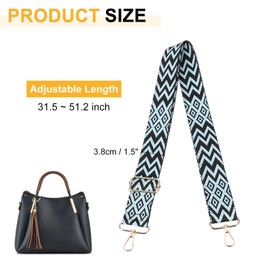 PATIKIL 55in Purse Straps Replacement Crossbody, Bag Straps Crossbody Universal Adjustable Canvas Bohemian for Purses Handbags Guitar, Blue