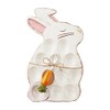 Mud Pie Bunny Deviled Egg Holder, Cream, 13.75" x 8.5"