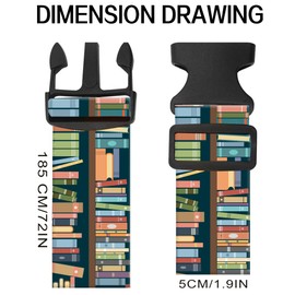 ASJHFDIR Luggage Straps for Suitcases, Adjustable Travel Belt, Durable Wide Luggage Strap, Cute Suitcase Strap Identifiers with Buckle, Bag Straps for Luggage, Cute Book Pattern