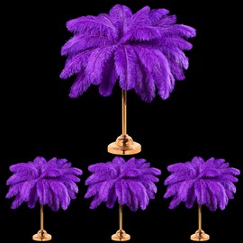 Retrowavy 50 Pcs 14-16 Inches Large Natural Ostrich Feathers Bulk for Centerpieces for Wedding Party Centerpieces Home Decoration Flower Arrangement (Purple)