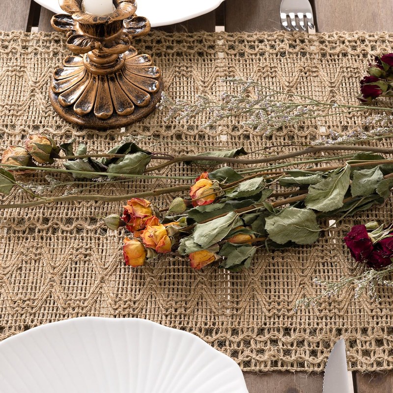Socomi Boho Table Runner Macrame Farmhouse Woven Burlap Rustic Table