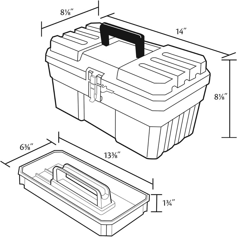 Akro-Mils 09514 ProBox 14-Inch Plastic Toolbox for Tools, Hobby or