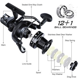 Sougayilang Carp Reel Ultra Smooth Powerful Spinning Fishing Reel 28 lbs Drag Power 12 + 1BB Metal Body Spinning Reels for Saltwater and Freshwater Fishing 5000