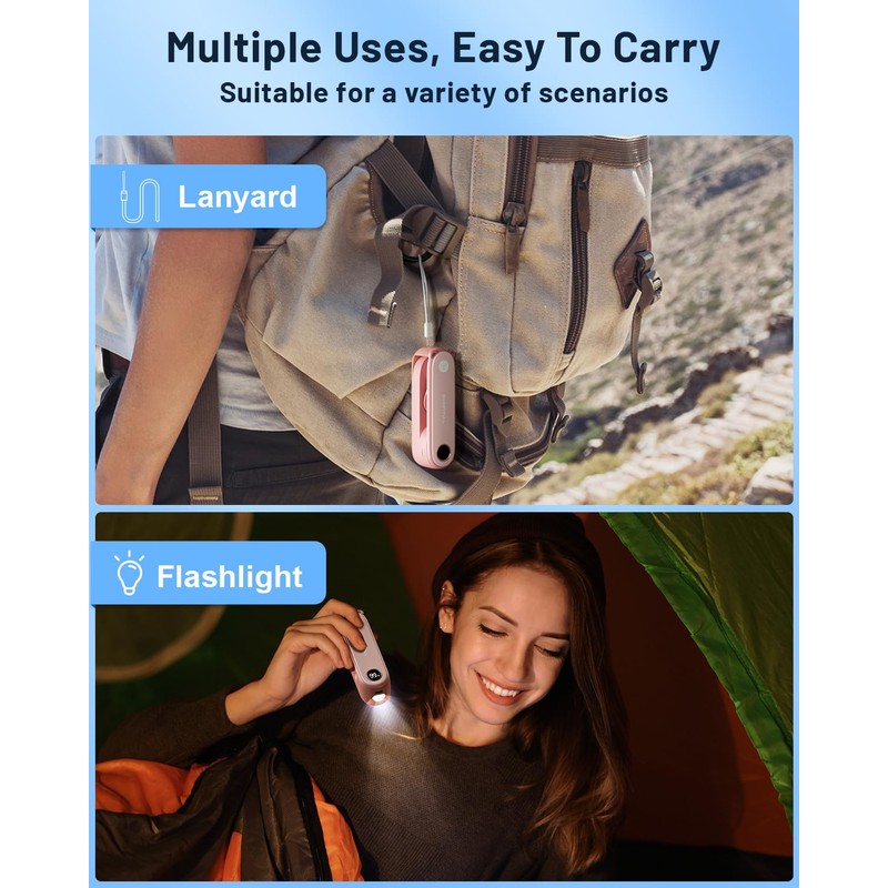 SWEETFULL Portable Handheld Mini Fan with LED Display, 2-in-1 Personal