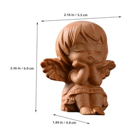 Vaguelly Angel Statue Figurine Religious Decorative Wood Carving for Home Office