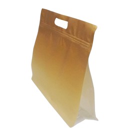 QQ Studio Gold Food Safe Die Cut Handle Zipper Seal Stand Up Bags for Confections and Treats (25, 10.25 x 7.5 Inch)