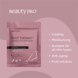 BEAUTYPRO FOOT THERAPY Foot Mask with Collagen, Salicylic Acid & Argan Oil | Packed Full of Natural Ingredients | Intensely Moisturising | Bootie with Removable Toe Tip |