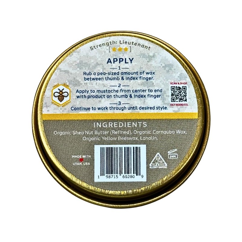 Kilt Beard Co. Garrison Hold Mustache Wax- Military- Grade Hold