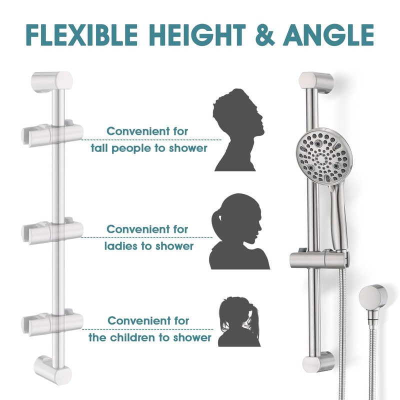 LOCALAND Hand Shower with Slide Bar, High Pressure 10 Setting