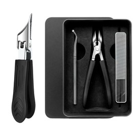 3-Piece Manicure Set, Beveled Opening Nail Clippers Kit for Thick Nails, Stainless Steel Toenail Clippers, Anti-Slip Handle Prevent Scattering, Complete Nail Care Accessory, Nail Hooks Clippers Files