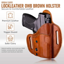 Urban Carry LockLeather OWB Brown Holster for Walther PPQ (SC) - Secure & Comfort Hybrid Leather/Polymer Design for 3.5" Barrel