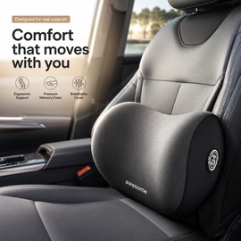 Car Lumbar Support Pillow for Driving – Memory Foam Back Cushion with Neck Support for Long Rides