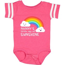 inktastic Nanny's Little Ray Of Sunshine Baby Bodysuit 6 Months Football Pink and White 4584a