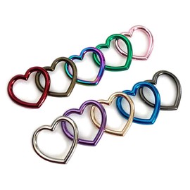 QILANJO 10 Pcs Heart Connectors Buckle 1.4"x1.3" Alloy Heart Ring Charms Craft Linking Rings Buckle Decor for Headwear Pendents Dress Chain Ribbon Decor DIY, 10 Colors