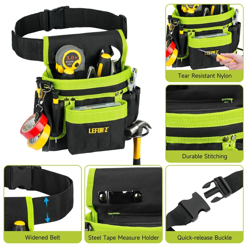 Tool Belt,Magnetic Tool Pouch,14-Pockets Tool Belts for Men,Detachable & Adjustable