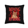 Funny Cat Meme Mewing LooksMax Meowing cat Trend Throw Pillow