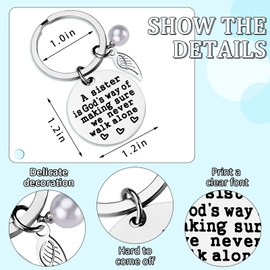 PLwelth Sisters Gift from Sister - A Sister is God’s Way of Making Sure We Never Walk Alone Sister Keychain Mother’s Day Gifts Funny Angle Charm Pendent for Her Birthday Christmas Jewelry