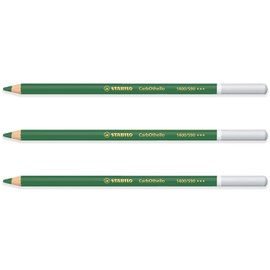 STABILO Chalk-Pastel Pencil CarbOthello - Pack of 3 - Viridian Matt Green (590)