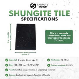 Shungite World Shungite World Shungite Tile Polished 100x150 mm / 3.93"x5.90" from Real Karelian Shungite Stones Shungite Slab Plate Shungite Crystal Charging Plate Mineral Dcor Coaster Healing Crystal Plates