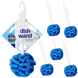 Compac’s Dish Wand China Scrubbing Sponge Cleans Your Dishes Glassware Like Magic Unique Round Ball Shape for 360 Degree Gentle Cleaning, 6 Count, (Pack of 6)