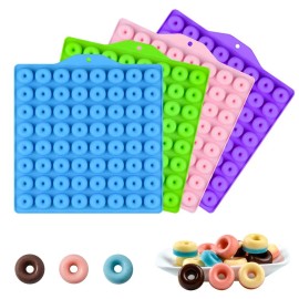 CAKETIME Donut Candy Mold - 64 Cavities Mini Donut Silicone Candy Molds 4 Pack Ring Mo...