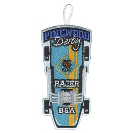 Pinewood Derby Racer Patch - Bear Retro - Fully Embroidered - ClassB