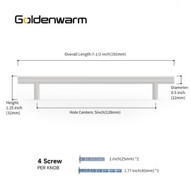 goldenwarm Pack of 15 Handles for Kitchen Cupboards Cabinet Handles White Furniture Handles White Door Handles Kitchen Cabinet Handles Stainless Steel Kitchen Handles 128 mm Hole Spacing Door Handles