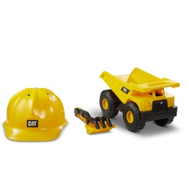 CAT Construction Toys, Dump Truck Set with CAT Hard Hat and Sand Tools, Outdoor Toys for Kids Ages 3+