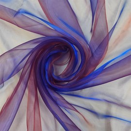 Two Tone Lightweight Sheer Organza Fabric Iridescen Holographic Gauze Fabrict Voile,Lace Oganza Tulle Fabric for Dress,Party,Shiny Background,DIY Supplies,Home Decor(3 Yard, Royal Blue with Red)