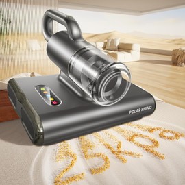 Mattress Vacuum Bed Vacuum Cleaner with 120000 Rpm/Min Double Brushroll,25Kpa Suction,UV-C Light &140℉ Heating & Ultrasonic Quintuple cleaning Tech,HEPA Filter,Widened Suction Port,500W,Corded