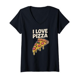 Womens I Love Pizza Slice Dripping Cheese Delight V-Neck T-Shirt