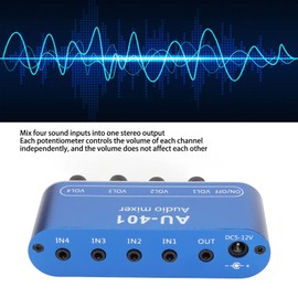 gernie Mini 4 in 1 Out Audio Mixer, Stereo Sound Mixer with Volume Adjustment, 3.5mm Connectivity for PC, Laptop, Headphone, Speaker