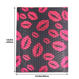 25PCS #3 9x12 inch TONESPAC Poly Bubble Mailers for Valentines Present Birthday Gift Cosmetics Jewelry Packing Padded Envelopes Shipping Bags with Waterproof Self Seal Strip (Black Lips, 3 9x12 inch)