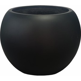 13.5 H x 17" Dia (12" Pot Opening) Round Fiberstone Planter with Drainage Hole, Black, Indoor/Outdoor Large Plant Pot for Home Patio Garden, Ideal for Large Plants