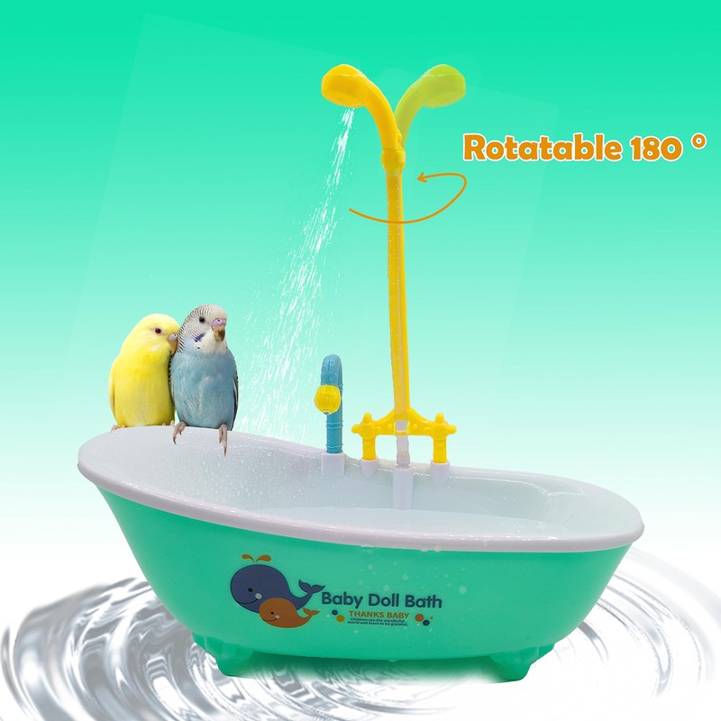 MUYG Parrot Automatic Bathtub with Shower, Cute Durable Bird Bath