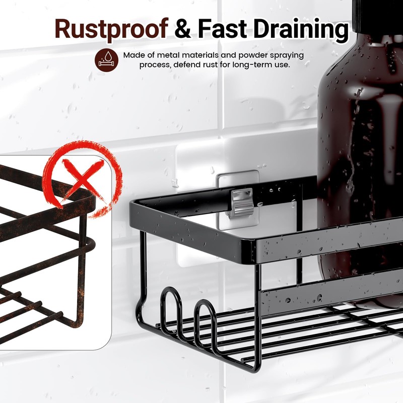 WOWBOX Shower Caddies 2 Pack - Adhesive Hanging Shower Shelf