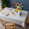 Embroidered Rectangular Tablecloth Plaid Rustic Wrinkle-Free Fabric Tablecloth for Kitchen