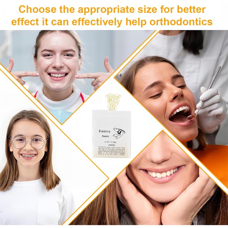 PYRUVAE Orthodontic Braces with 5 Placements, 500 Pieces Orthodontic Elastic