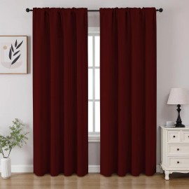 CUCRAF Burgundy Red Blackout Curtains 52X84 Pack Of 2 Thermal Insulated Room Darkening