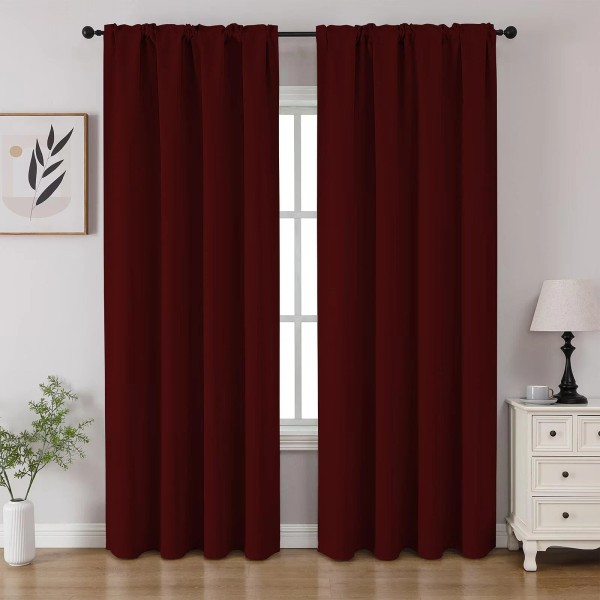 CUCRAF Burgundy Red Blackout Curtains 52X84 Pack Of 2 Thermal
