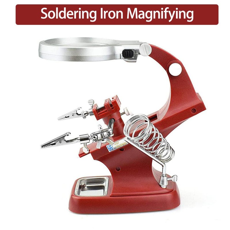 Welding Magnifier Third Hand LED Lamp Stand, Magnifying Glasses Soldering