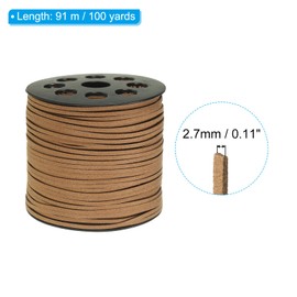 PATIKIL 100 Yards Flat Suede Cord, 2.7mm Leather String Lace Faux Leather Cord with Roll Spool for Jewelry Making Bracelet Necklace Beading DIY Crafts, Brown